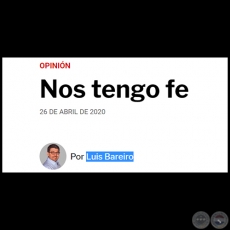 NOS TENGO FE - Por LUIS BAREIRO - Domingo, 26 de Marzo de 2020